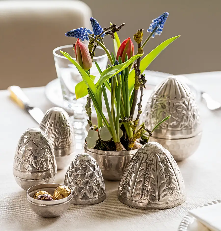 Versilberte Ostereier gro Versilberte Ostereier gro